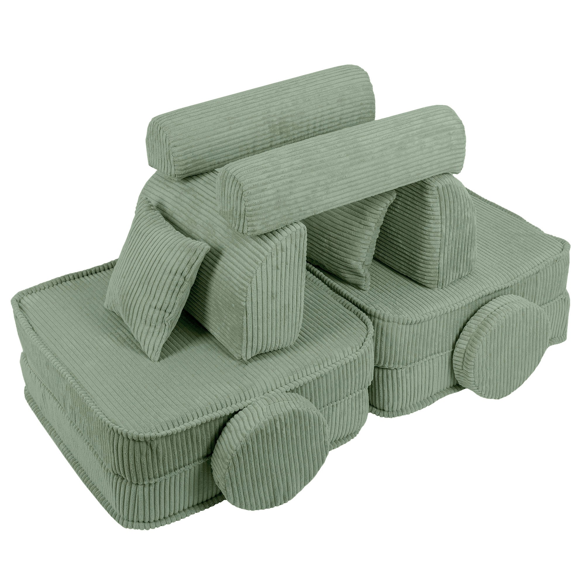 Design4Kids Mini Spielsofa Jewel Cord Max - classic olive