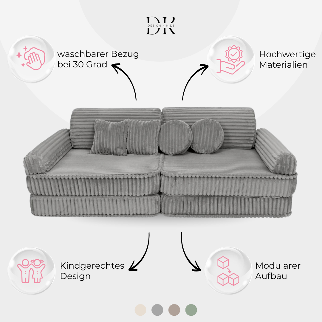 Design4Kids Spielsofa Jewel Plüsch-Cord Plus