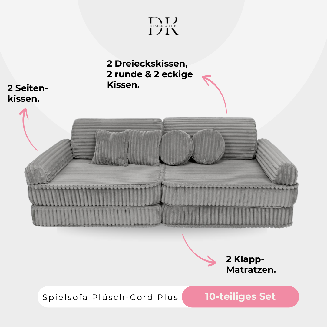 Design4Kids Spielsofa Jewel Plüsch-Cord Plus