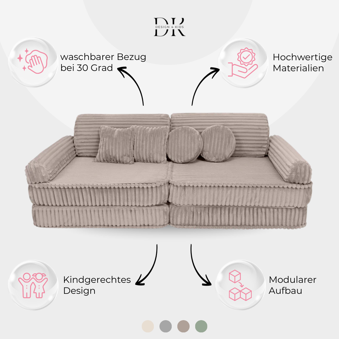 Design4Kids Spielsofa Jewel Plüsch-Cord Plus