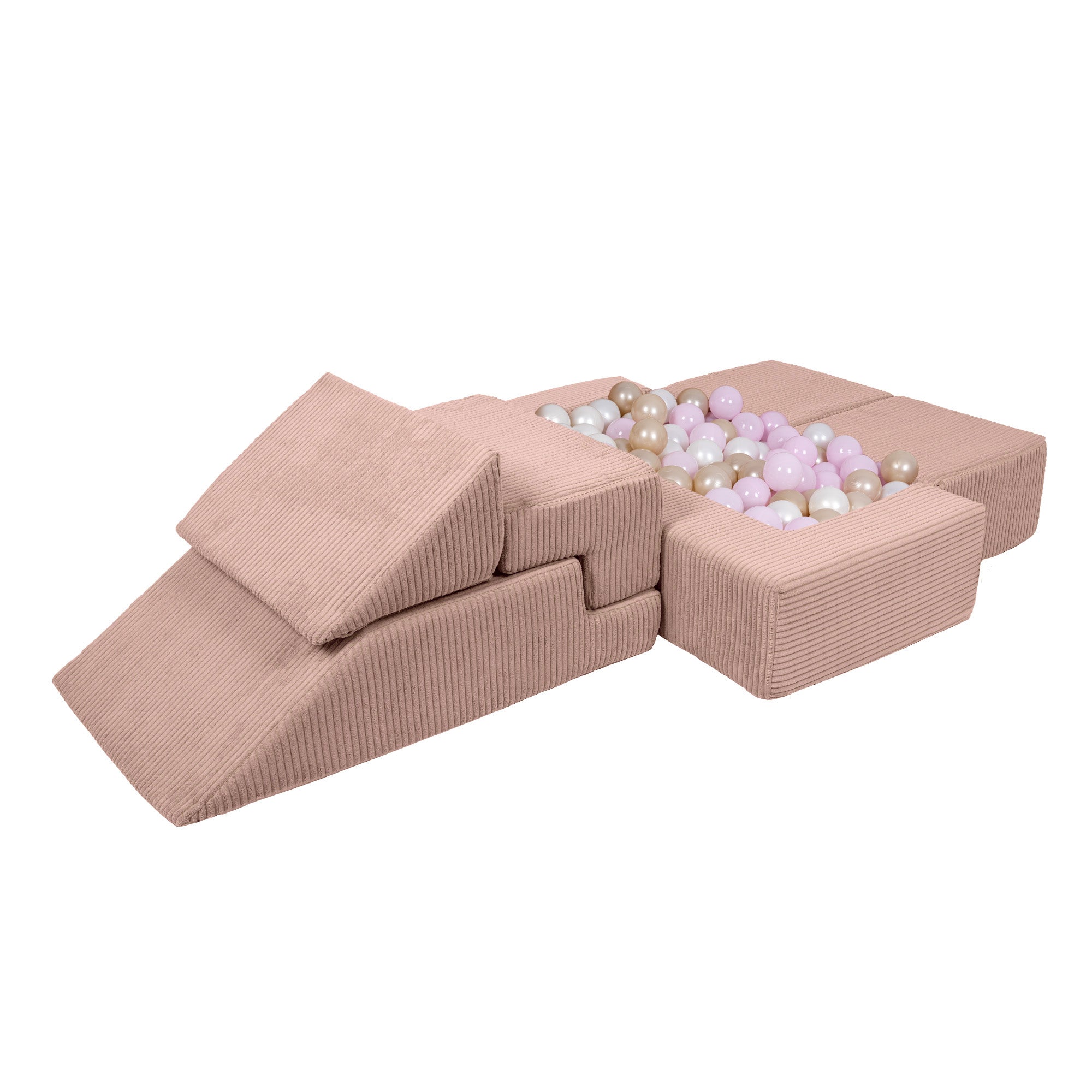 Design4kids Spielsofa Elements Jewel Cord mit Bällebad & 100 Bälle - blushed rose