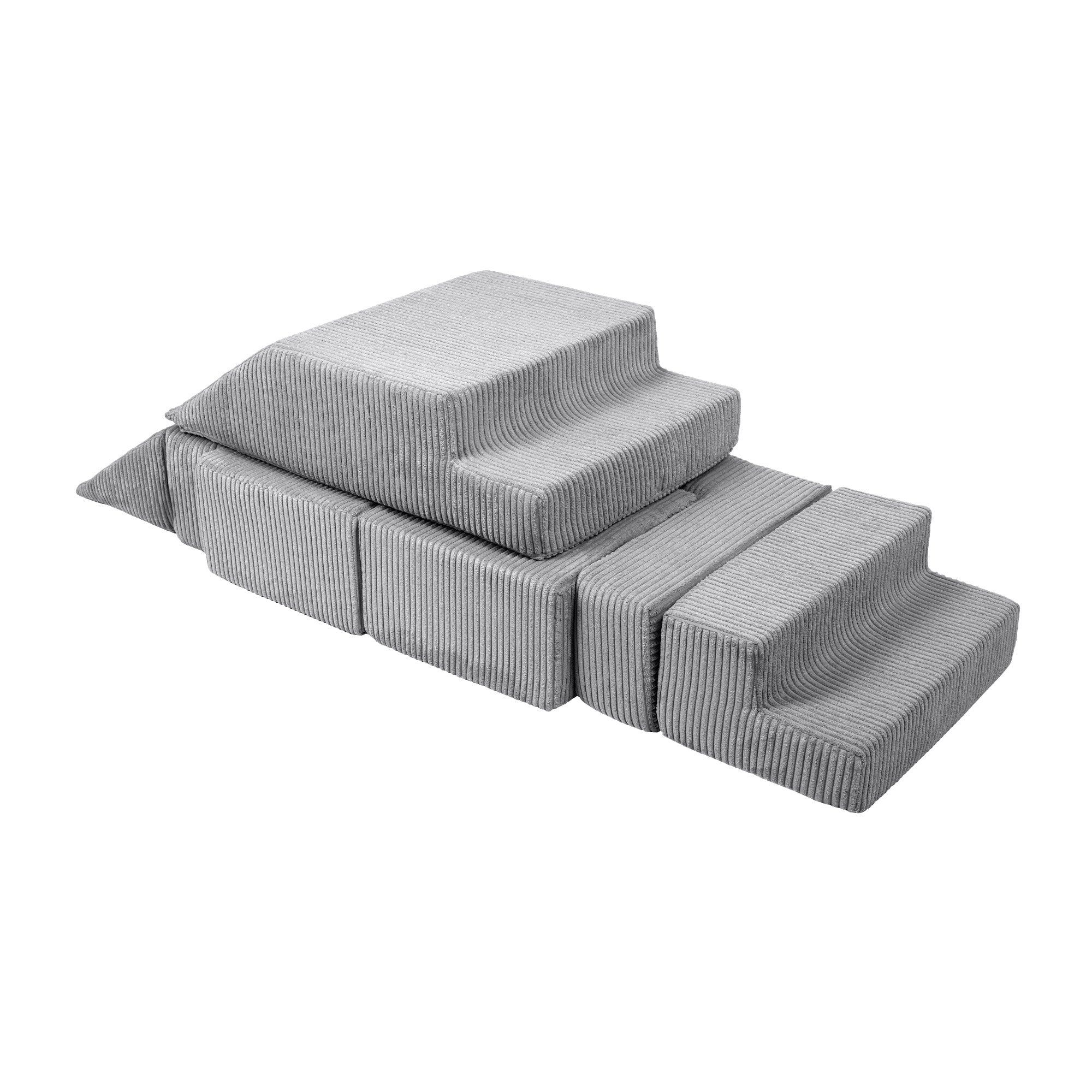 Design4kids Spielsofa Elements Jewel Cord mit Bällebad & 100 Bälle - marble gray