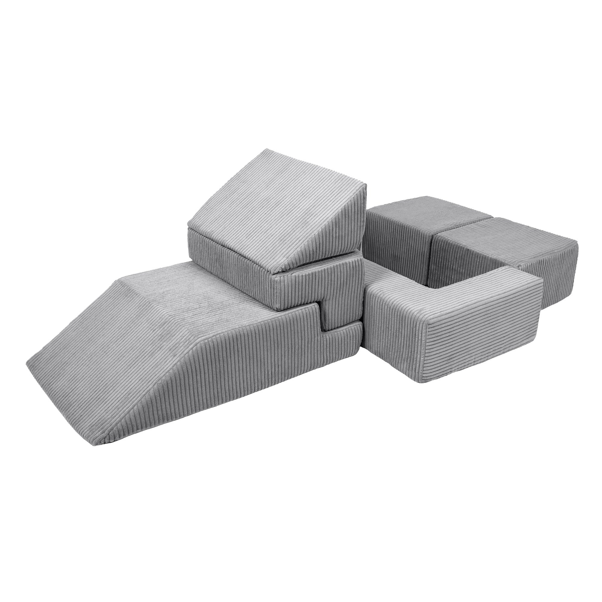 Design4kids Spielsofa Elements Jewel Cord mit Bällebad & 100 Bälle - marble gray