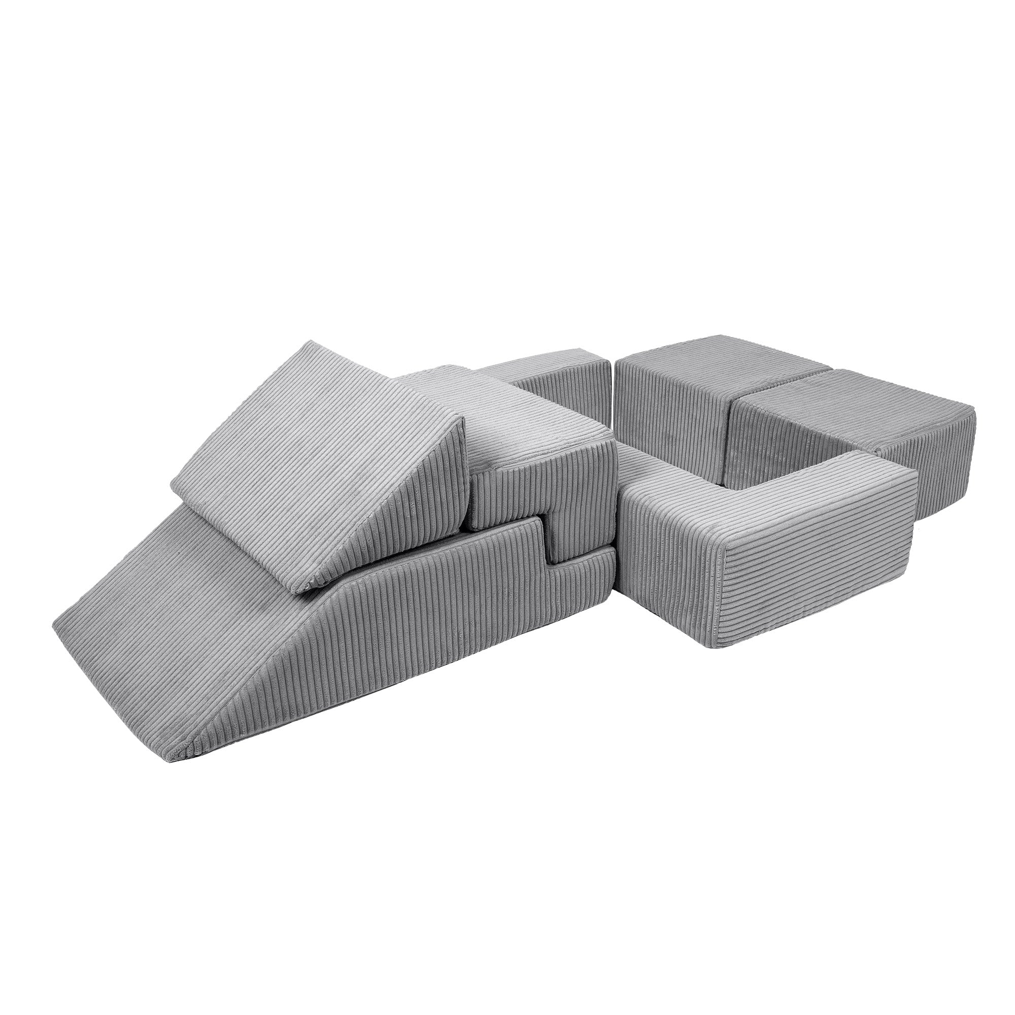 Design4kids Spielsofa Elements Jewel Cord mit Bällebad & 100 Bälle - marble gray