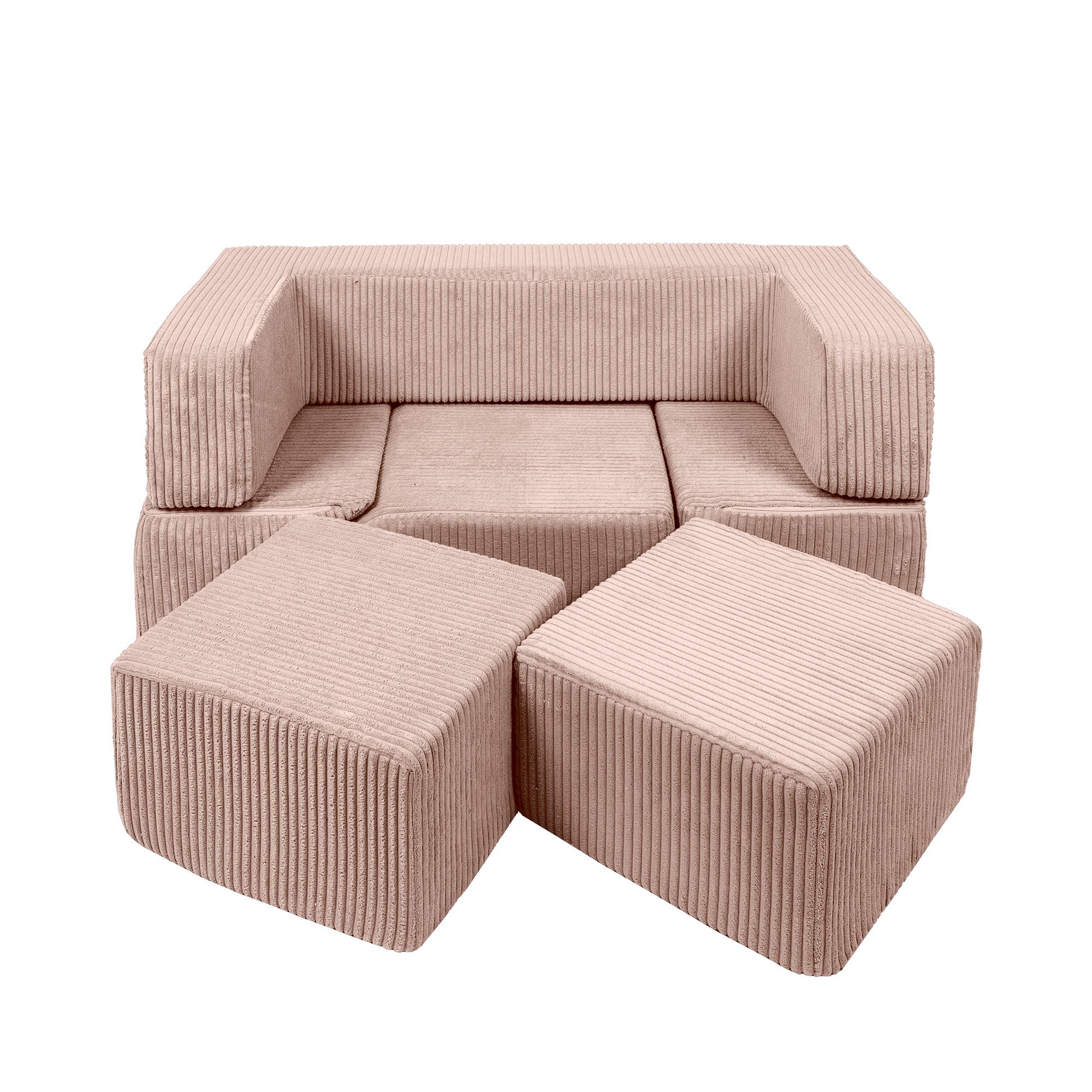 Design4kids Spielsofa Elements Jewel Cord mit Bällebad & 100 Bälle - blushed rose
