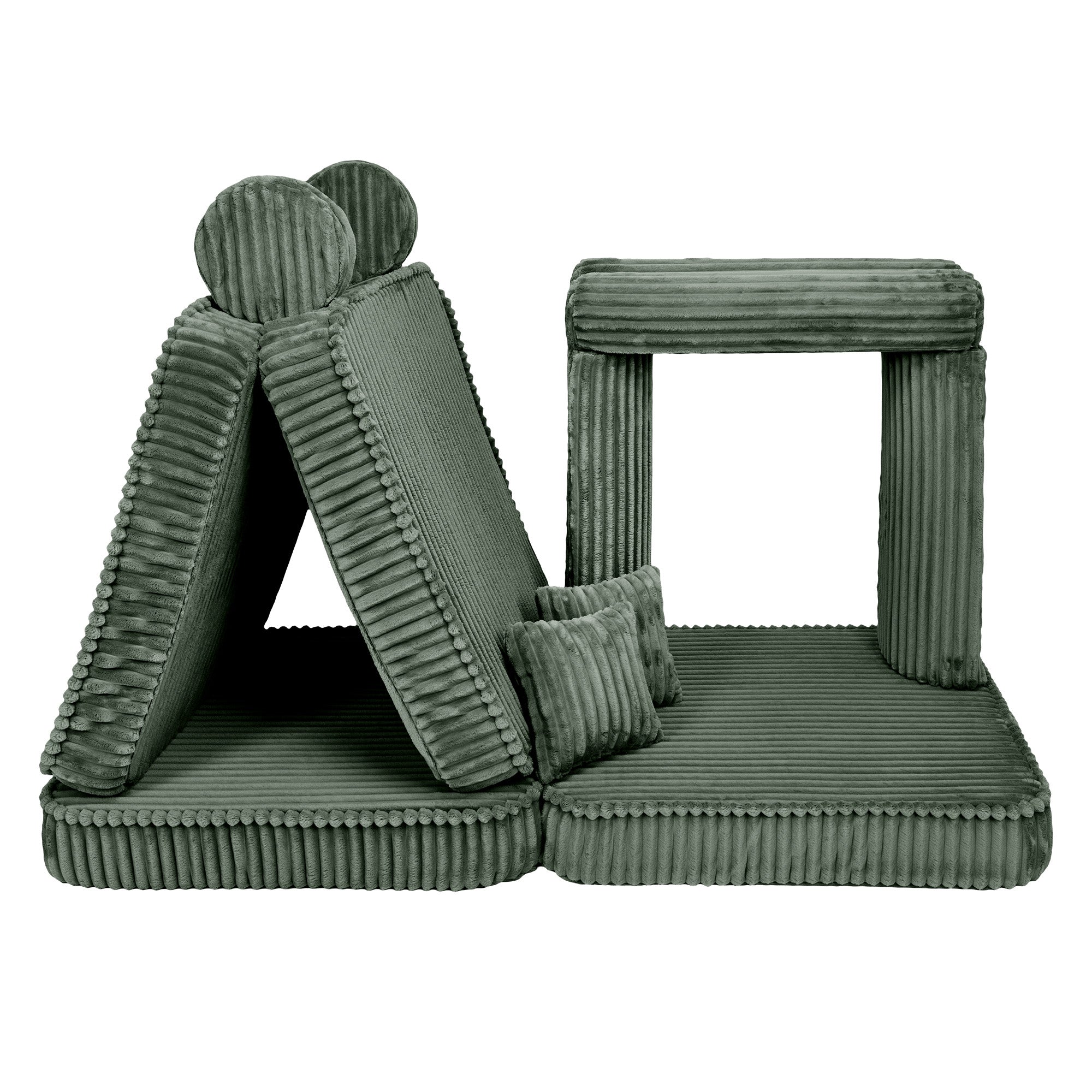 Design4Kids Spielsofa Jewel Plüsch-Cord Plus - classic olive