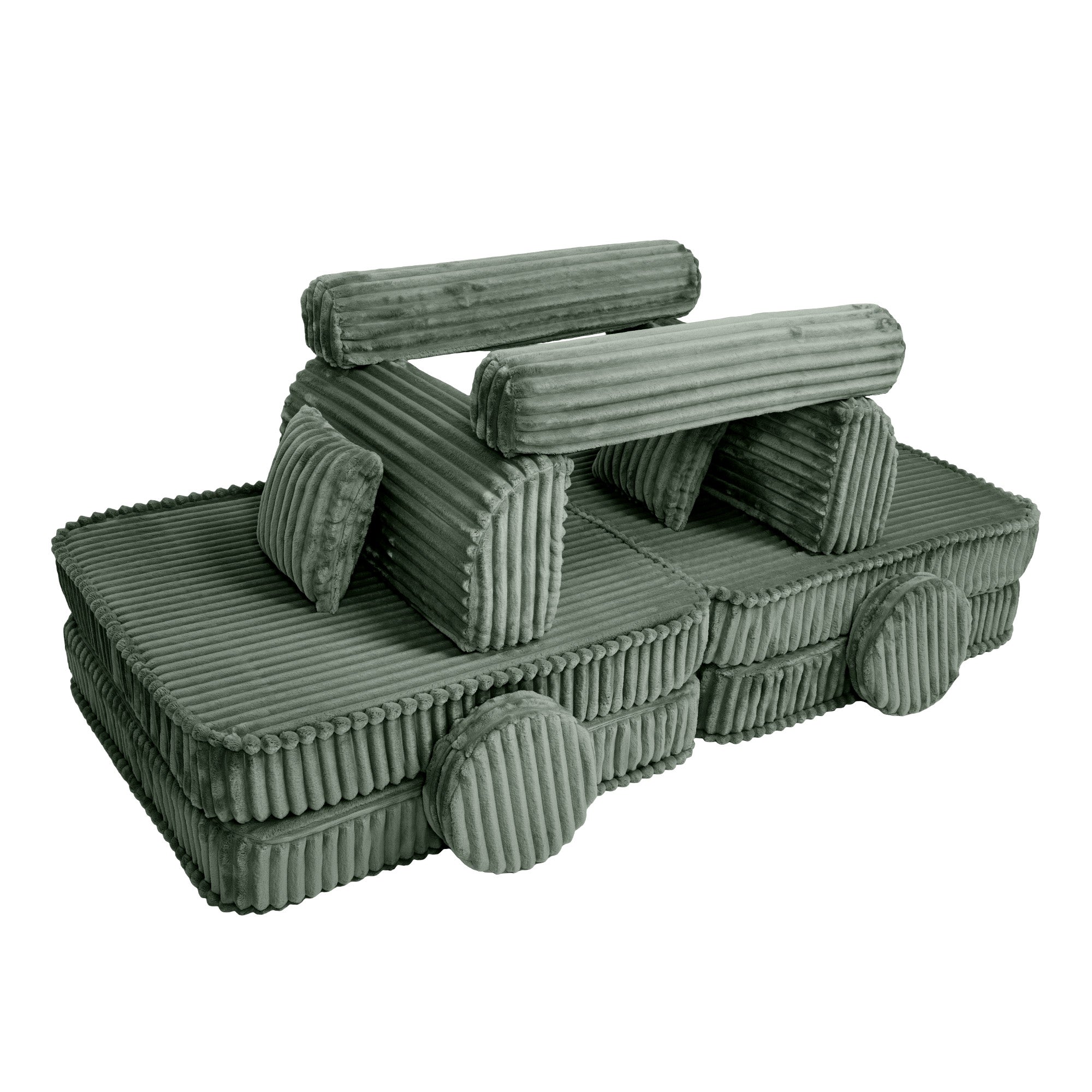 Design4Kids Spielsofa Jewel Plüsch-Cord Plus - classic olive