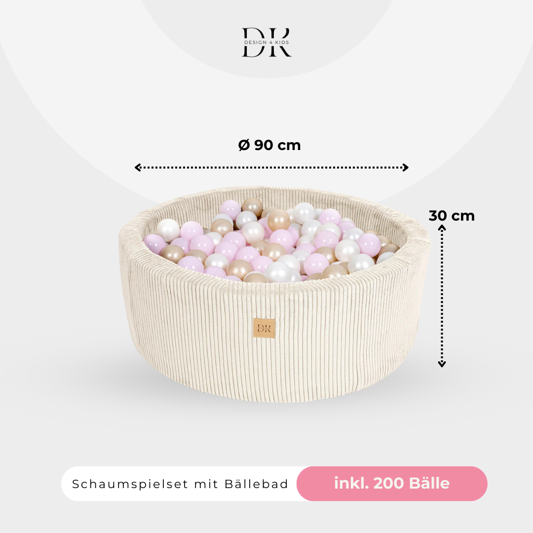 Design4Kids Schaumspielset Jewel Cord mit Bällebad, 200 Bälle - eigene Farbauswahl