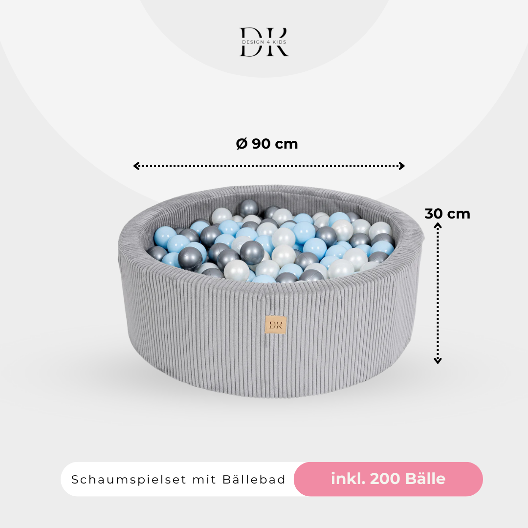 Design4Kids Schaumspielset Jewel Cord mit Bällebad, 200 Bälle - eigene Farbauswahl