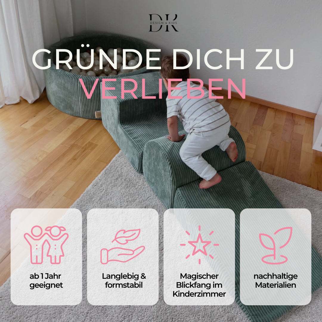 Design4Kids Schaumspielset Jewel Cord mit Bällebad, 200 Bälle - eigene Farbauswahl