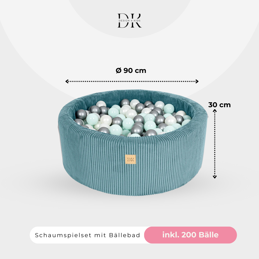 Design4Kids Schaumspielset Jewel Cord mit Bällebad, 200 Bälle - eigene Farbauswahl