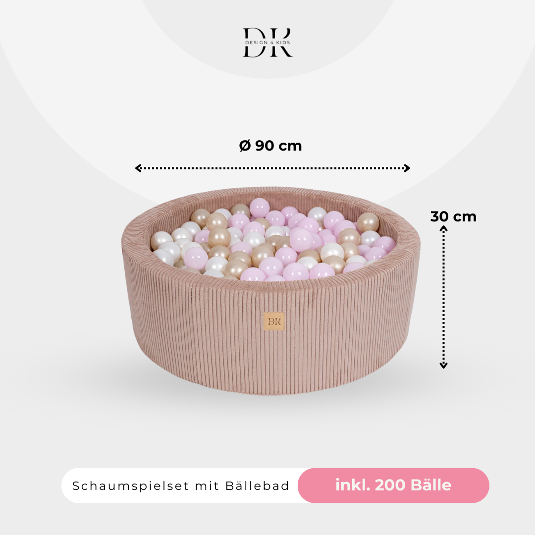 Design4Kids Schaumspielset Jewel Cord mit Bällebad, 200 Bälle - eigene Farbauswahl