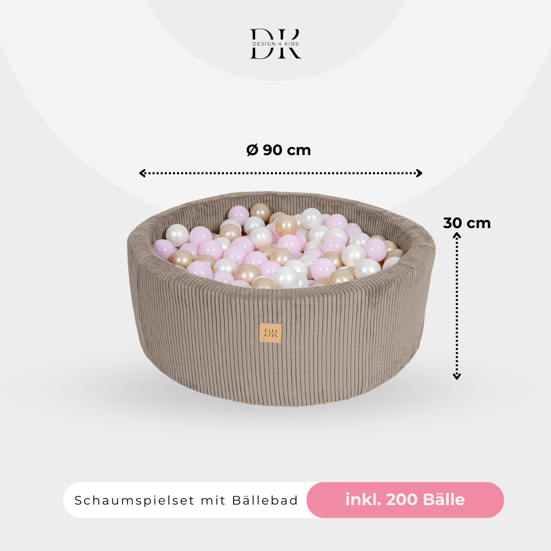 Design4Kids Schaumspielset Jewel Cord mit Bällebad, 200 Bälle - eigene Farbauswahl