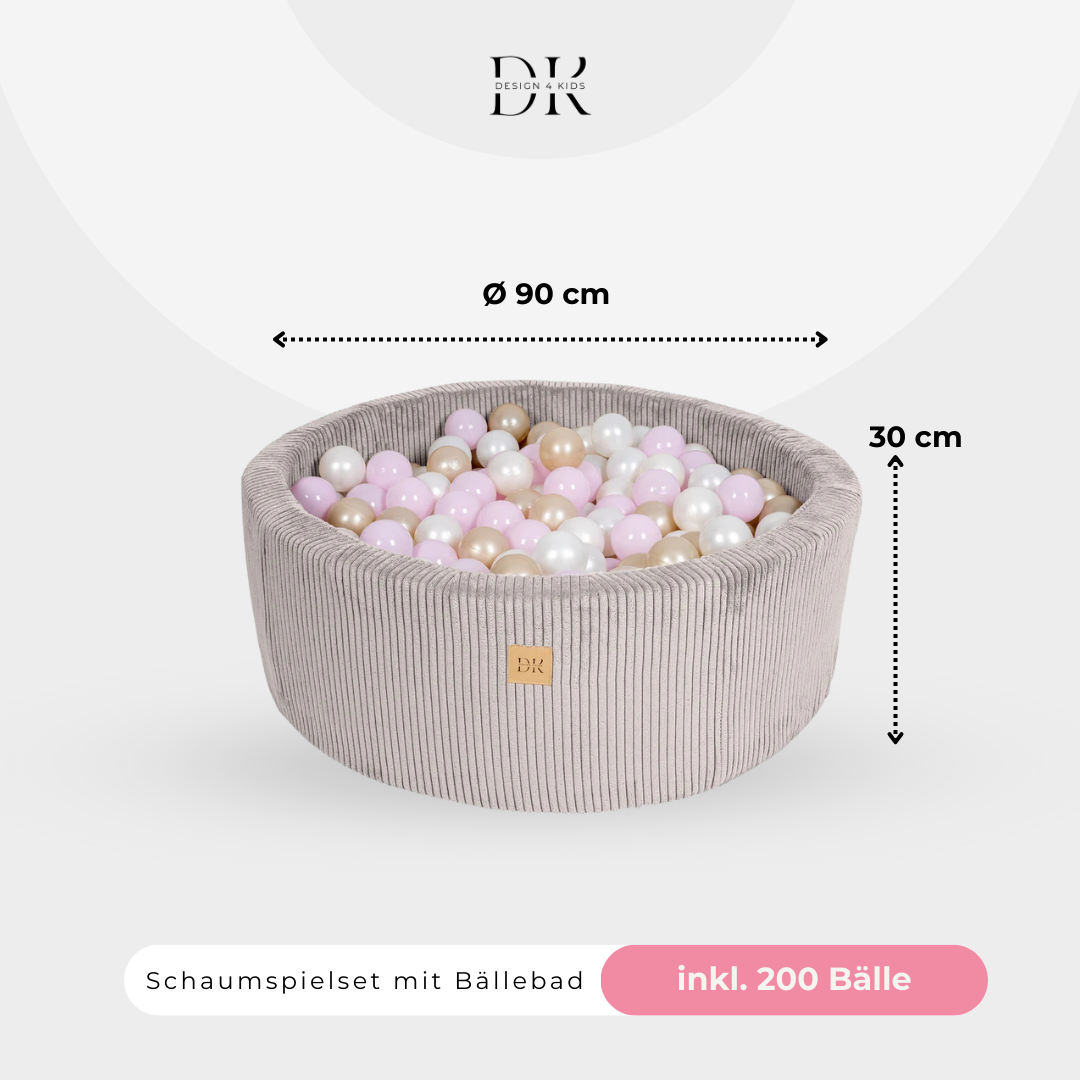 Design4Kids Schaumspielset Jewel Cord mit Bällebad, 200 Bälle - eigene Farbauswahl