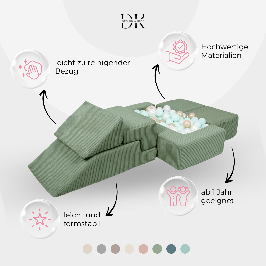 Design4Kids Schaumspielset Elements Jewel Cord mit Bällebad & 100 Bälle