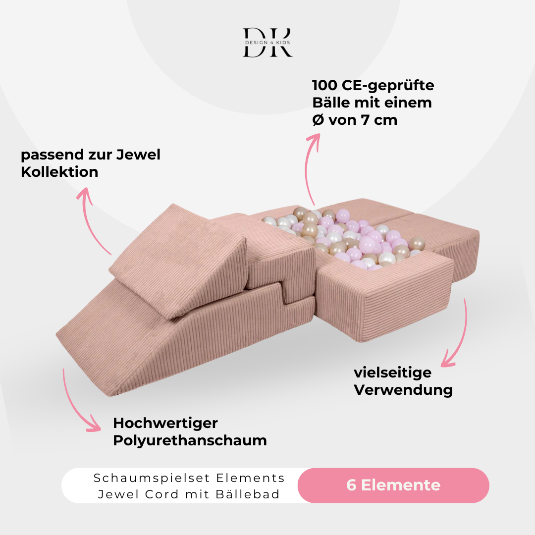 Design4Kids Schaumspielset Elements Jewel Cord mit Bällebad & 100 Bälle