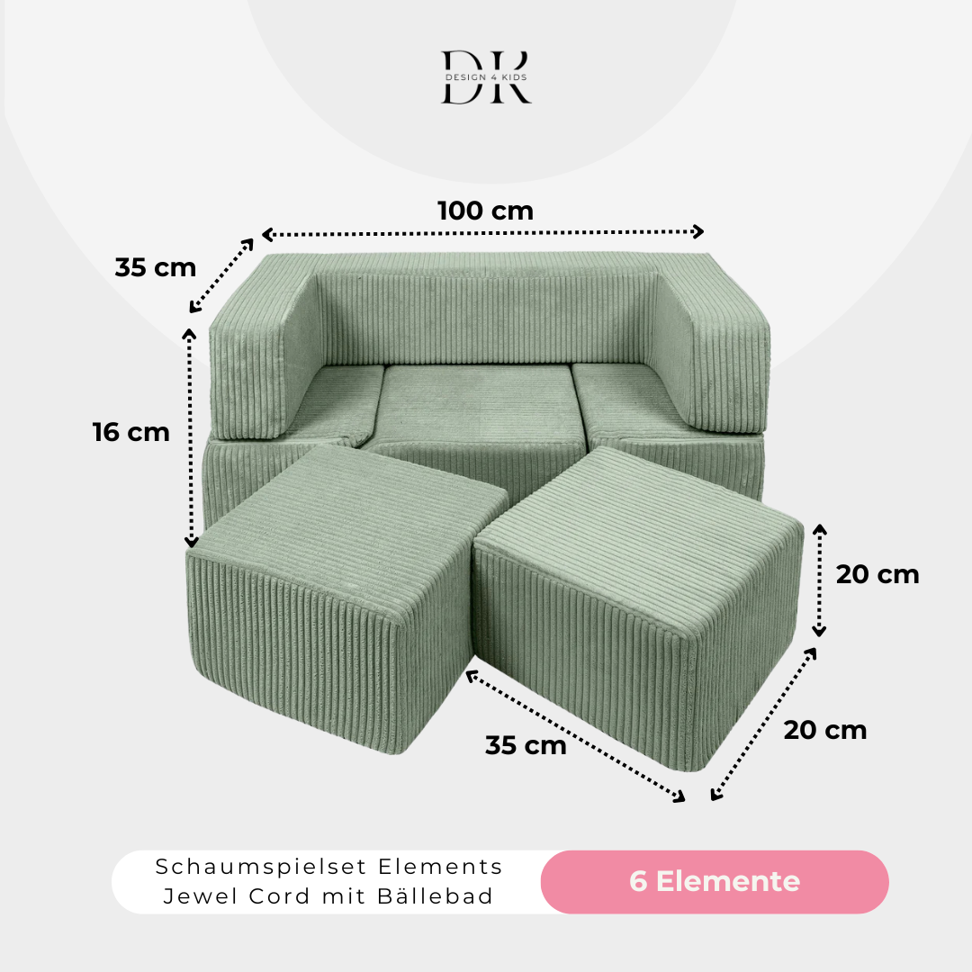 Design4Kids Schaumspielset Elements Jewel Cord mit Bällebad & 100 Bälle