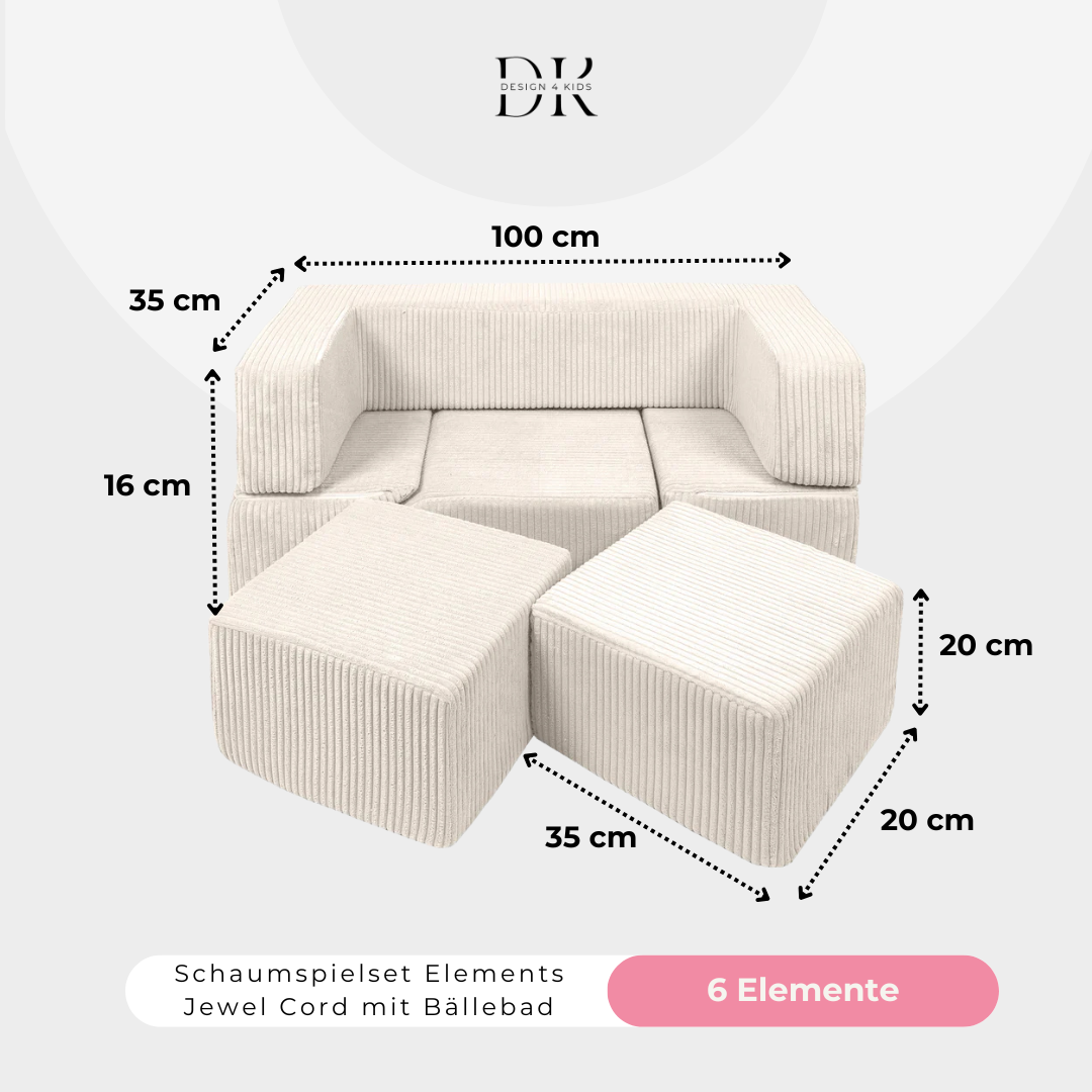 Design4Kids Schaumspielset Elements Jewel Cord mit Bällebad & 100 Bälle
