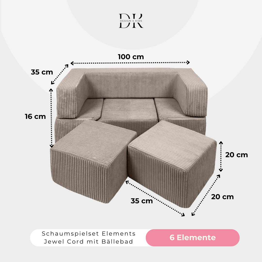 Design4Kids Schaumspielset Elements Jewel Cord mit Bällebad & 100 Bälle