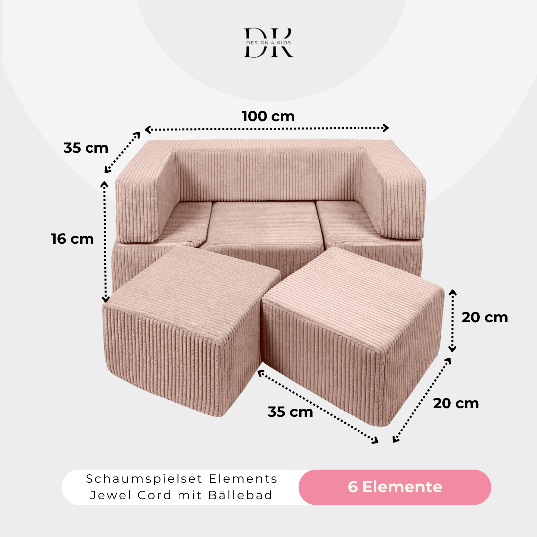 Design4Kids Schaumspielset Elements Jewel Cord mit Bällebad & 100 Bälle