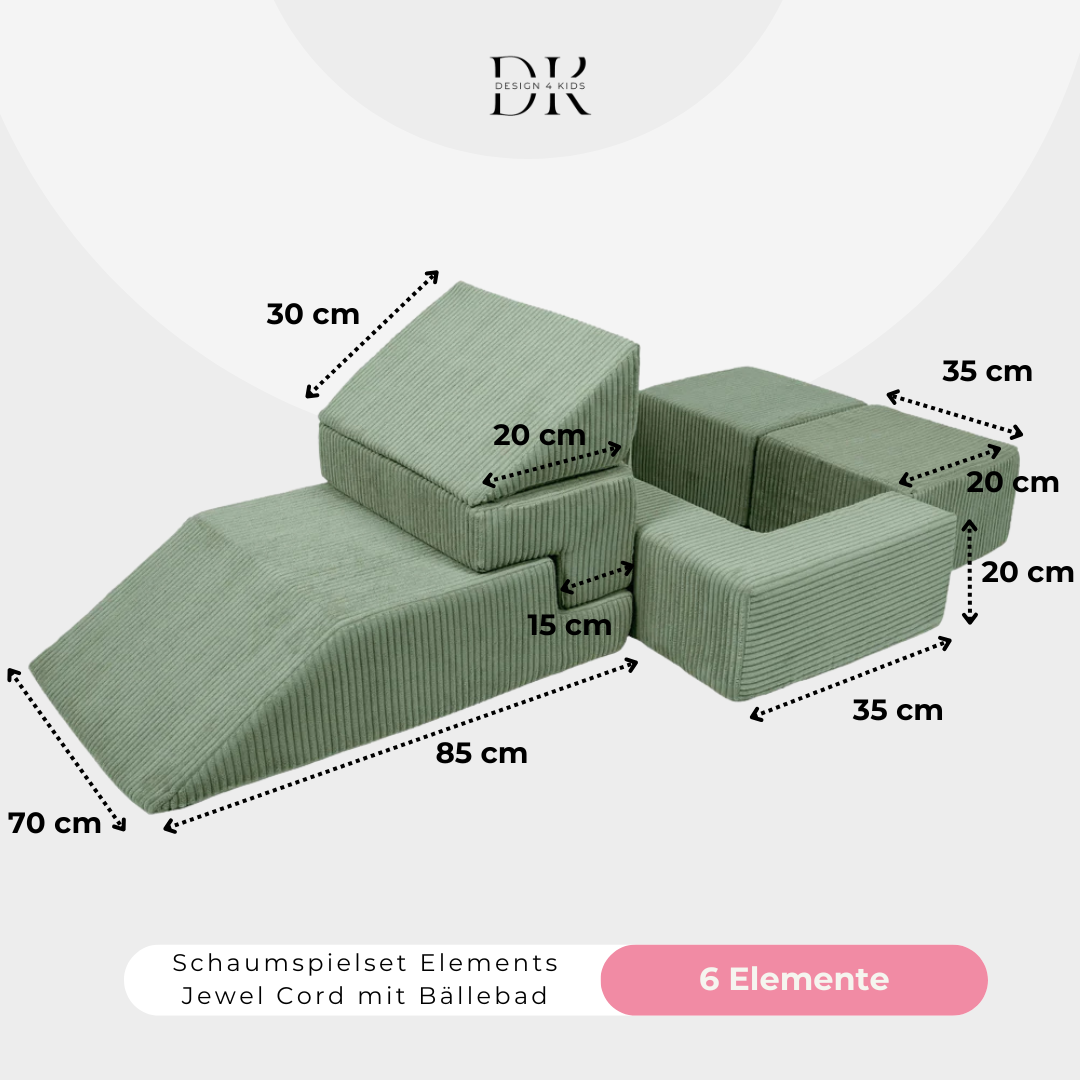 Design4Kids Schaumspielset Elements Jewel Cord mit Bällebad & 100 Bälle