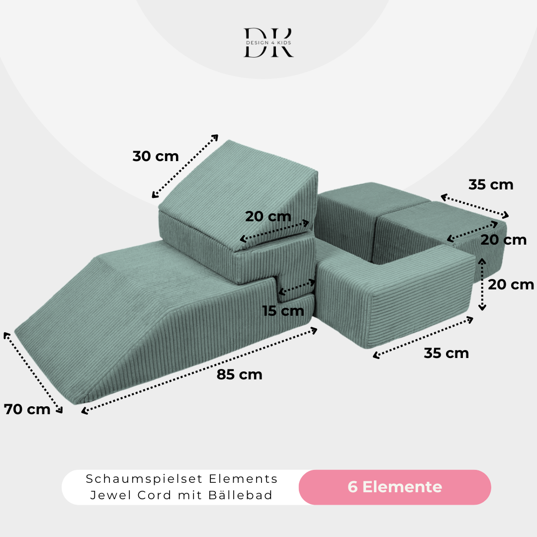 Design4Kids Schaumspielset Elements Jewel Cord mit Bällebad & 100 Bälle