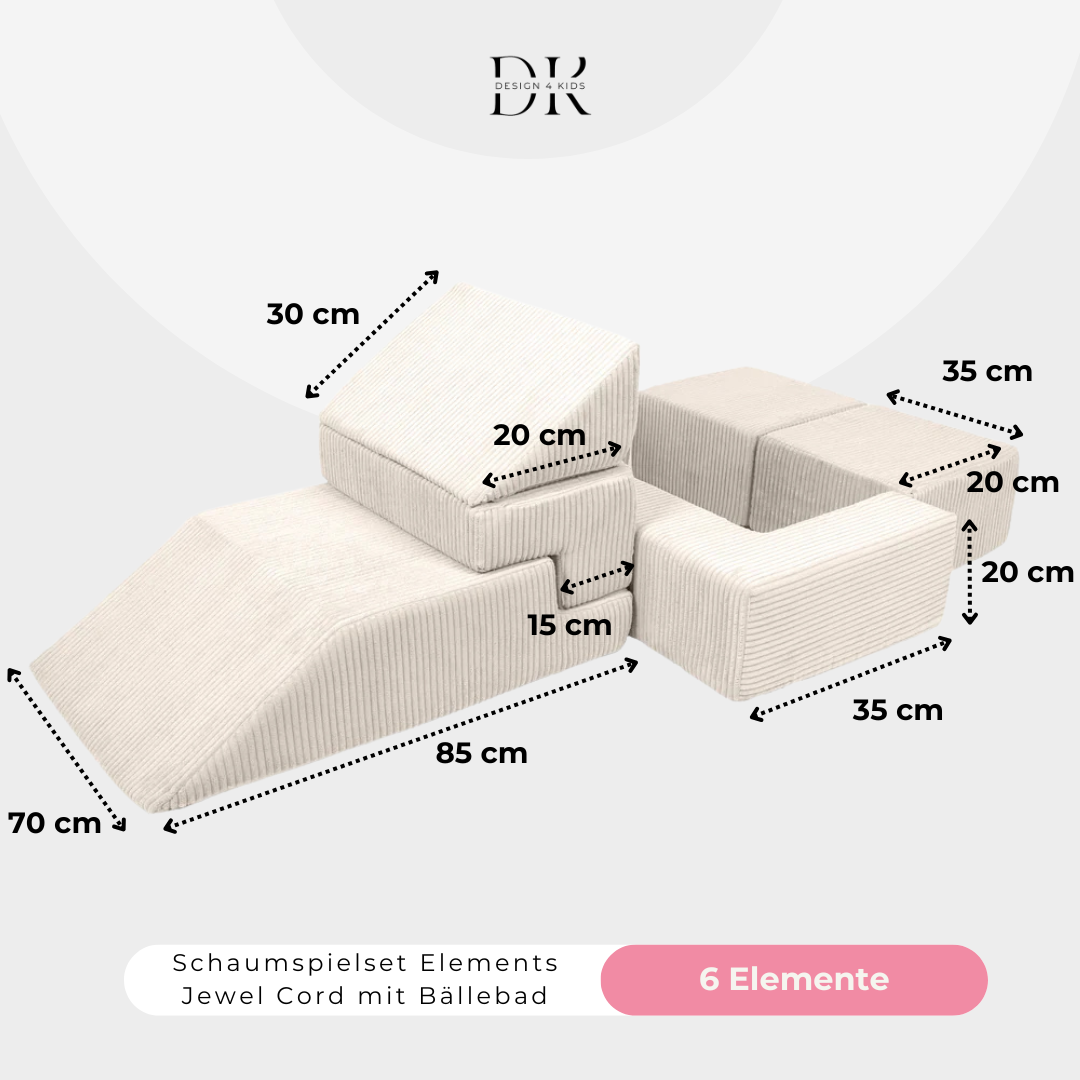 Design4Kids Schaumspielset Elements Jewel Cord mit Bällebad & 100 Bälle