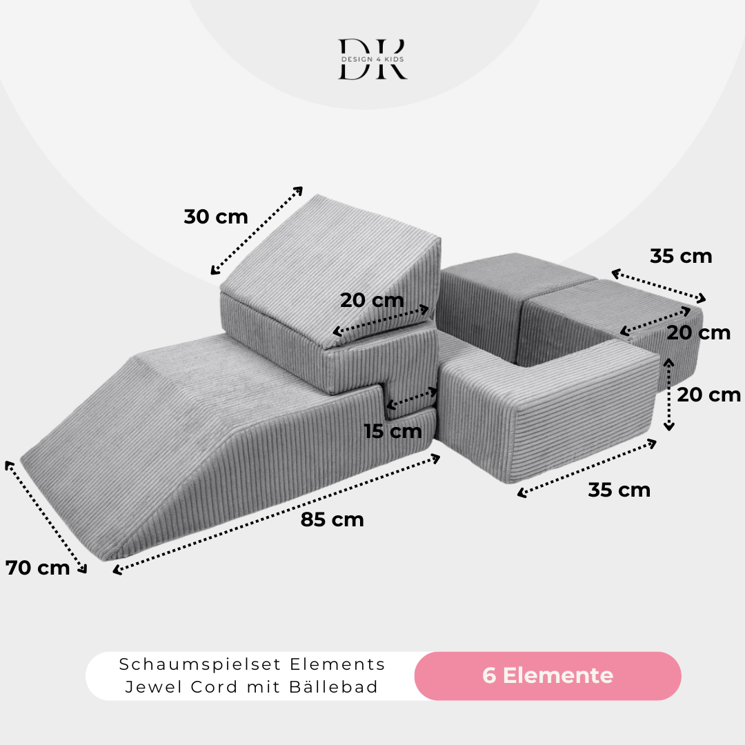 Design4Kids Schaumspielset Elements Jewel Cord mit Bällebad & 100 Bälle