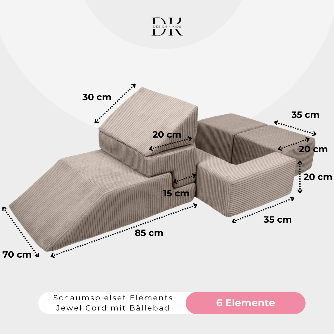 Design4Kids Schaumspielset Elements Jewel Cord mit Bällebad & 100 Bälle