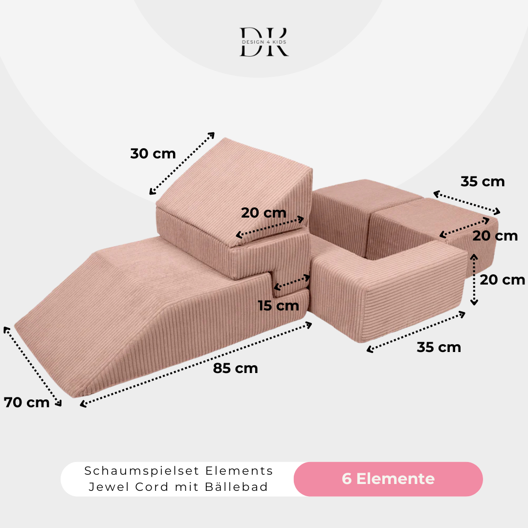 Design4Kids Schaumspielset Elements Jewel Cord mit Bällebad & 100 Bälle