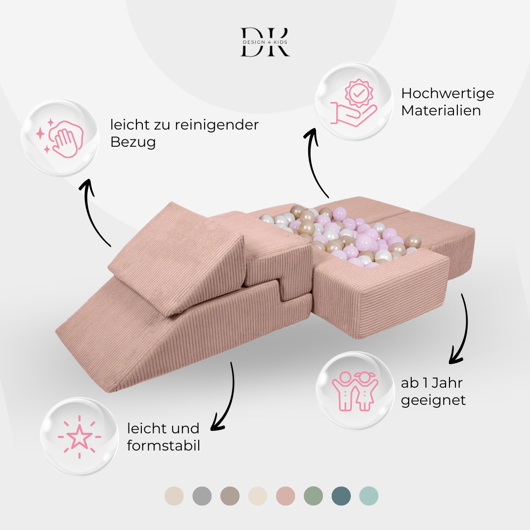 Design4Kids Schaumspielset Elements Jewel Cord mit Bällebad & 100 Bälle