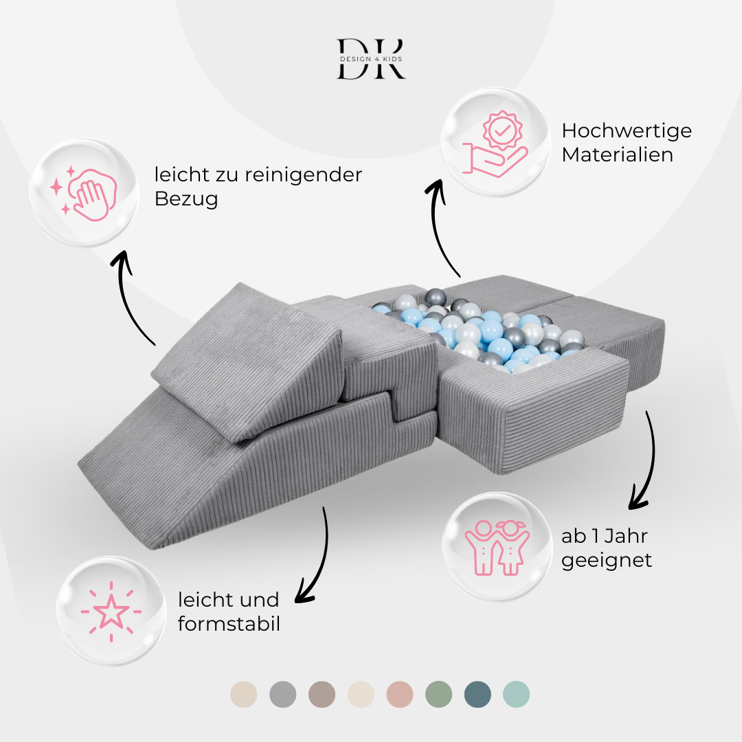 Design4Kids Schaumspielset Elements Jewel Cord mit Bällebad & 100 Bälle