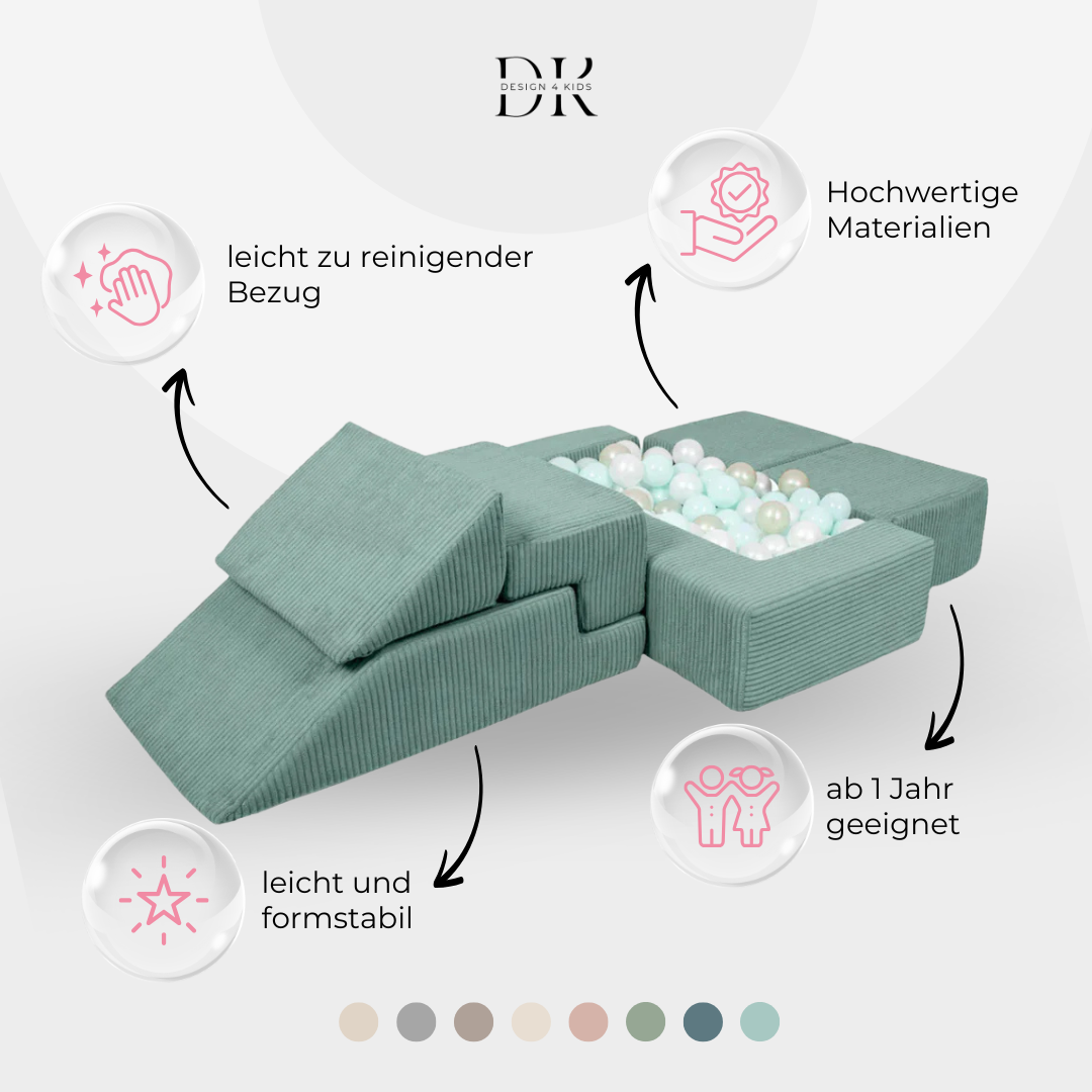 Design4Kids Schaumspielset Elements Jewel Cord mit Bällebad & 100 Bälle