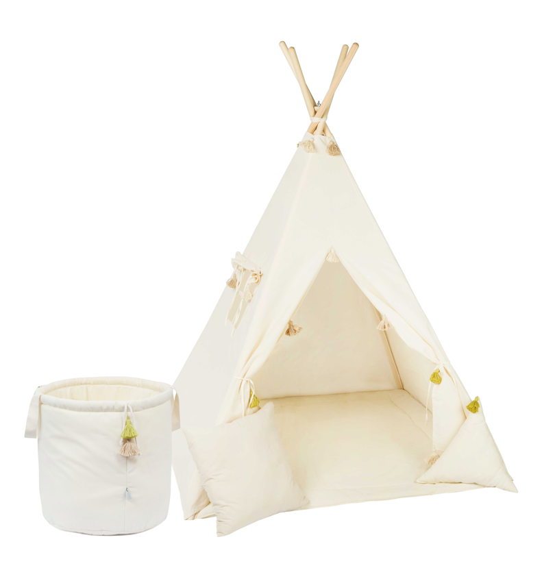 Design4Kids Tipi-Zelt L-Set Creamy Tassle - creme