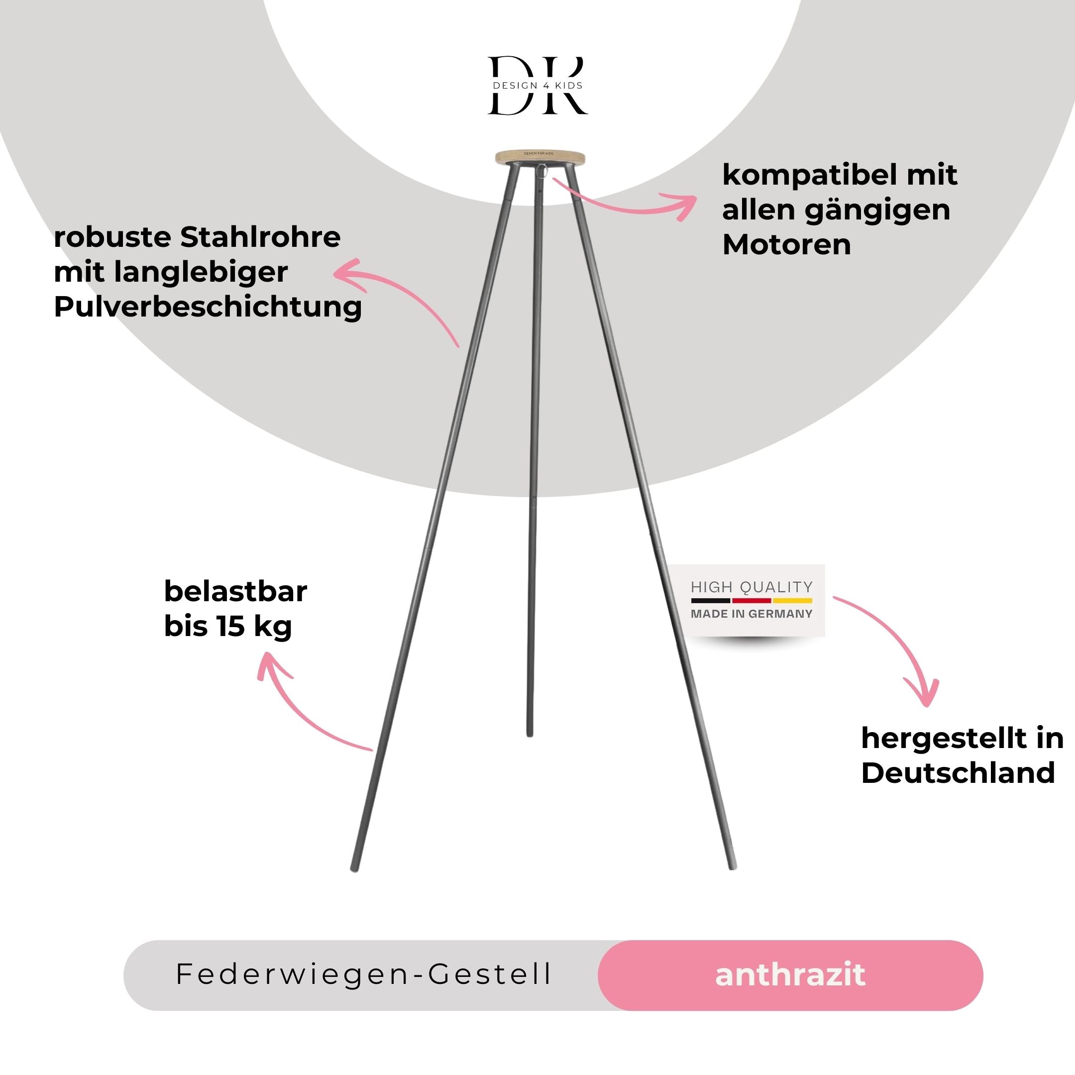 Design4Kids Federwiege Baby Classic mit Motor & TIPI-Gestell