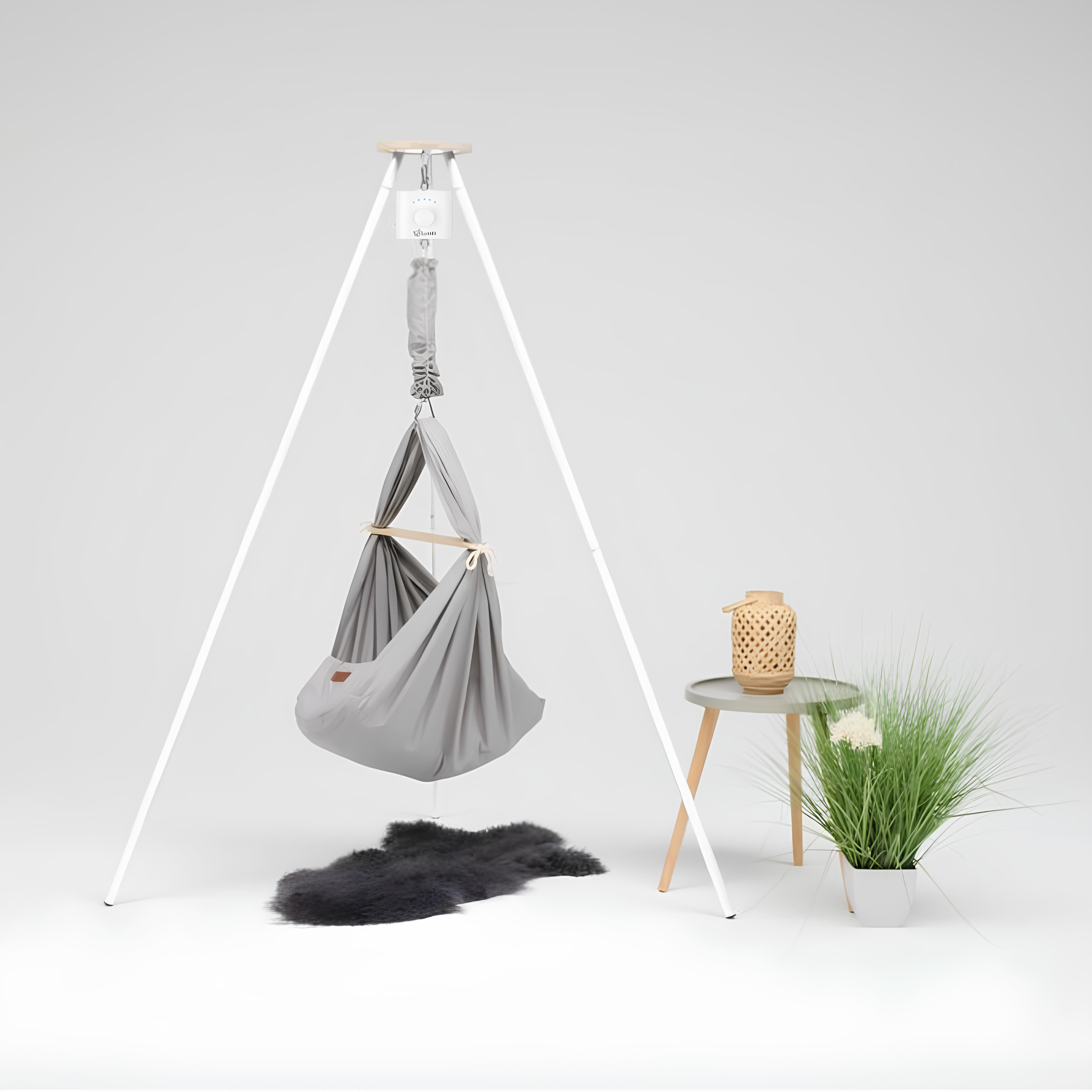 Design4Kids Federwiege Baby Classic, Bio-Baumwolle mit Motor & TIPI-Gestell