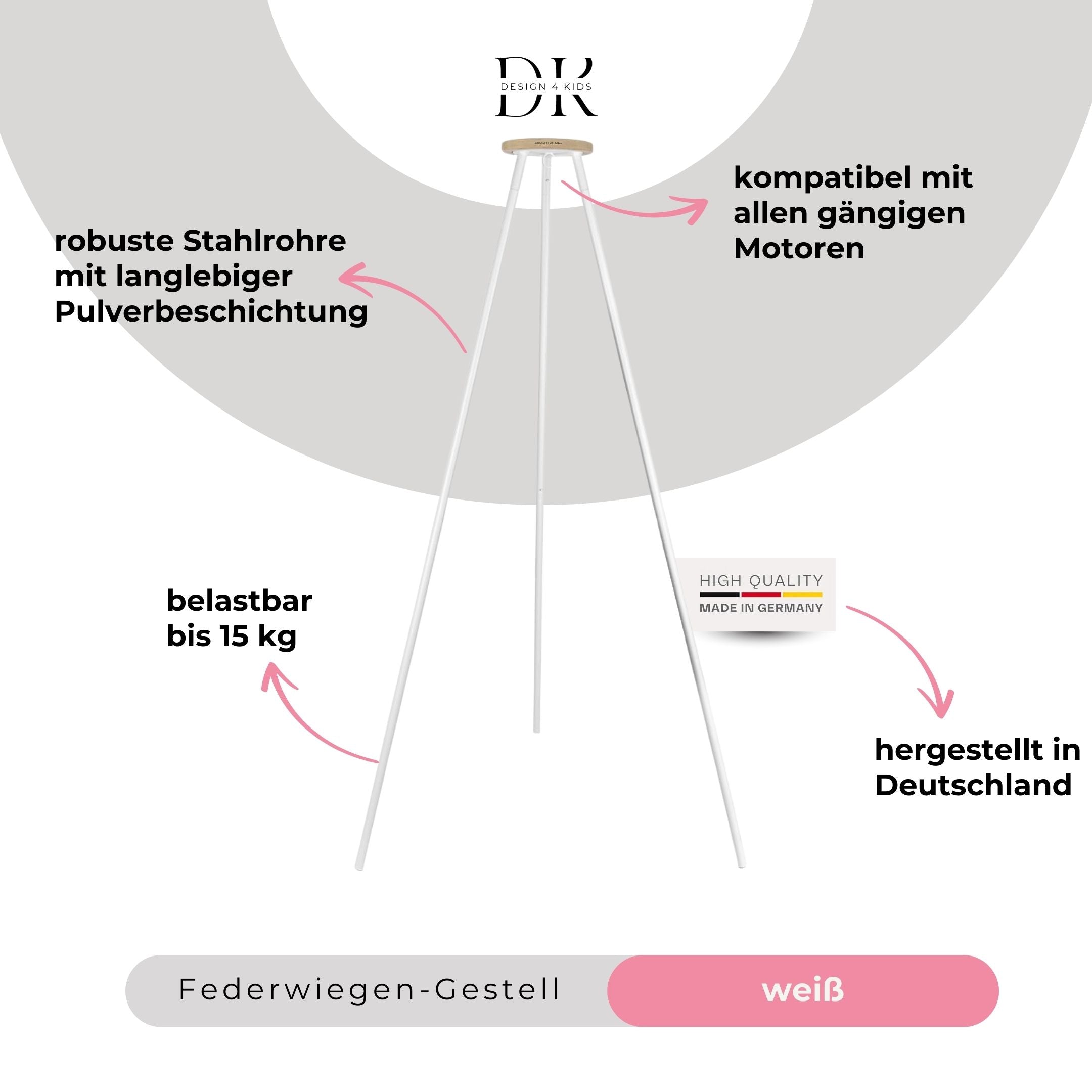 Design4Kids Federwiege Baby Classic mit Motor & TIPI-Gestell