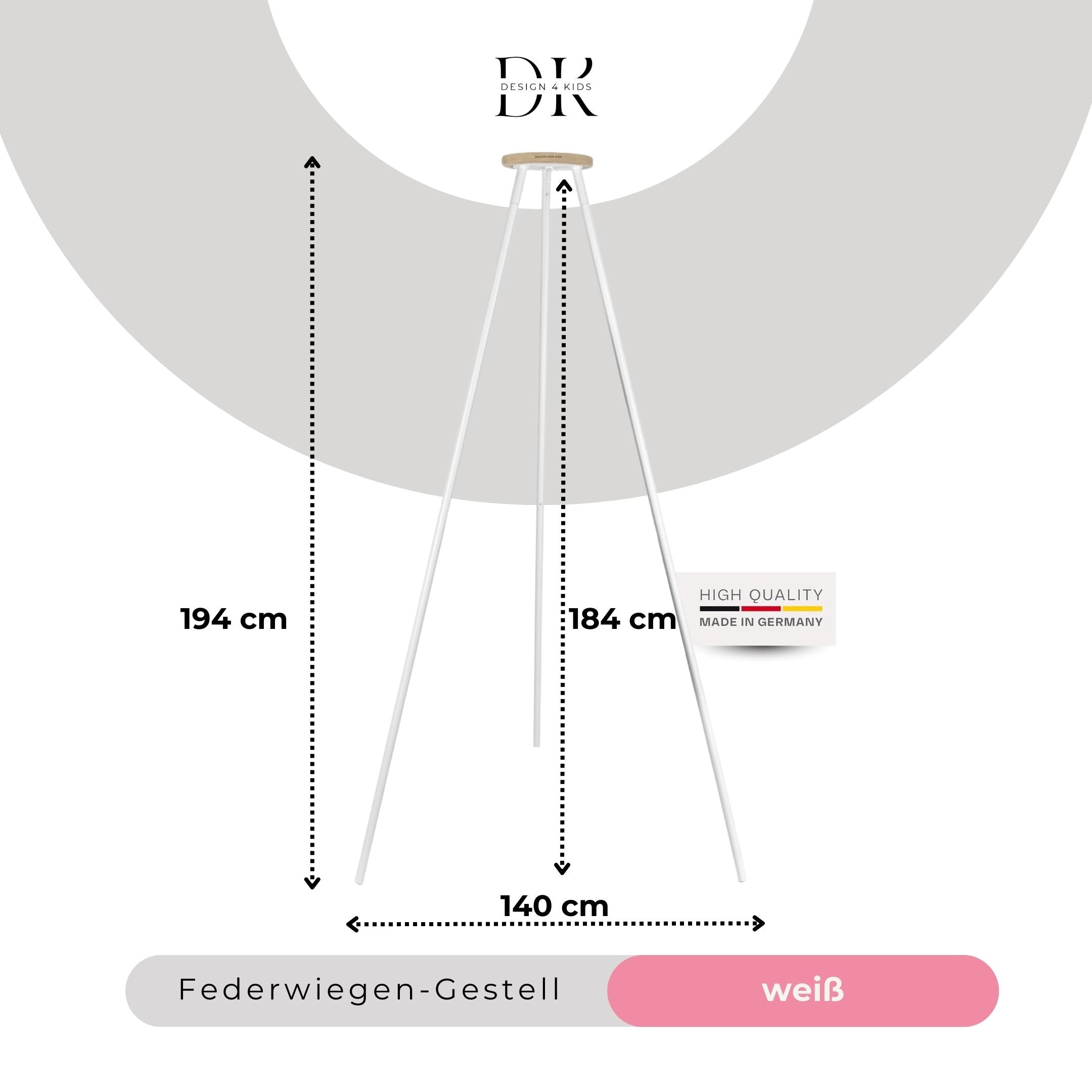 Design4Kids Federwiege Baby Classic, Bio-Baumwolle mit Motor & TIPI-Gestell