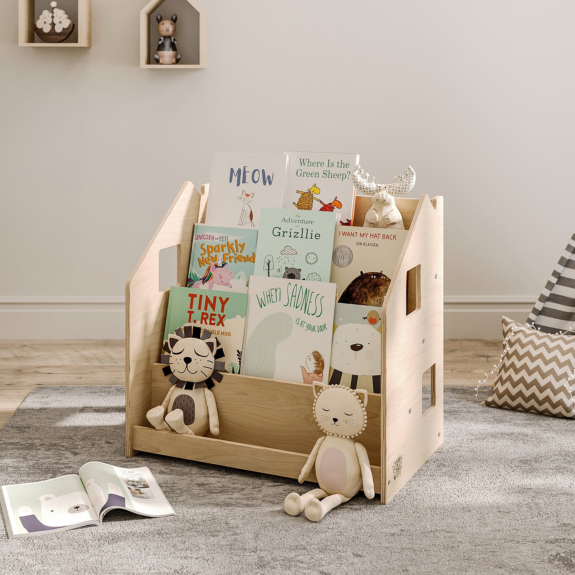 Design4Kids Montessori Bücherregal für Kinder – Natur