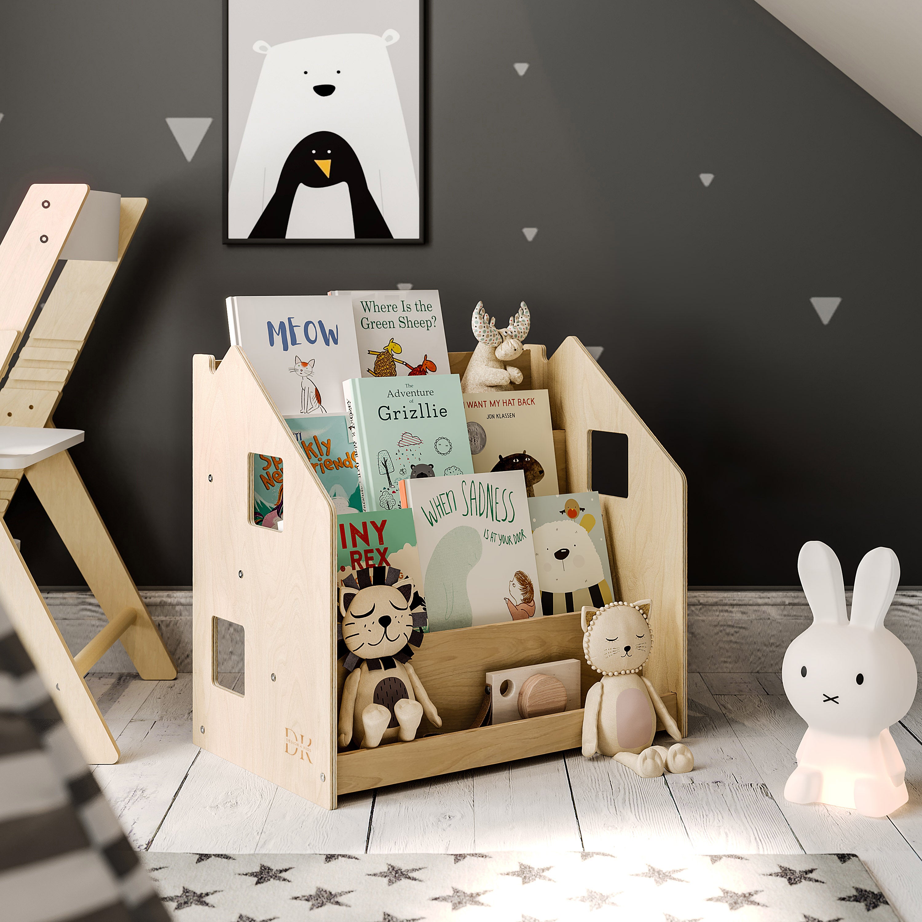 Design4Kids Montessori Bücherregal für Kinder – Natur