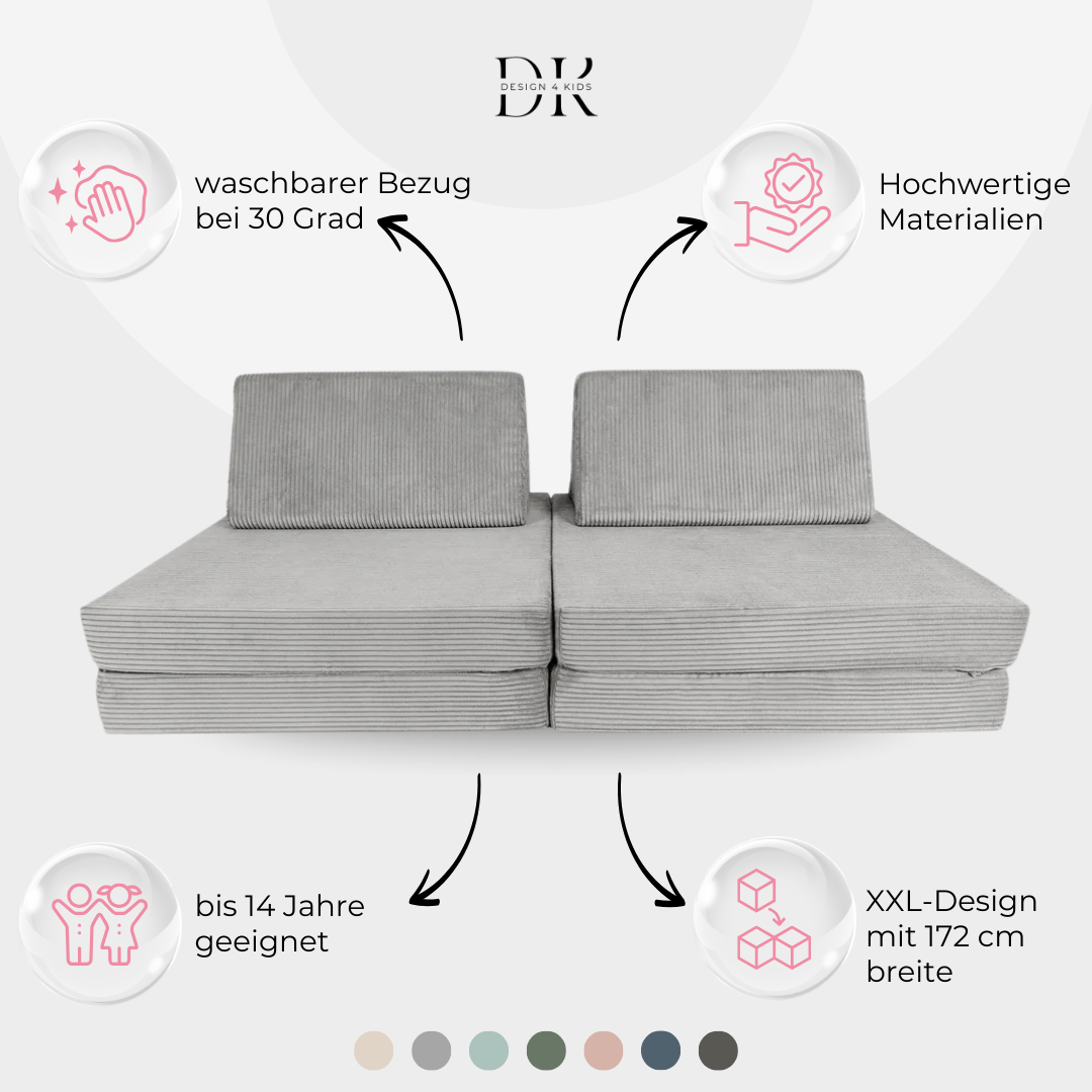 Design4Kids XXL Spielsofa Cord Grande Classic