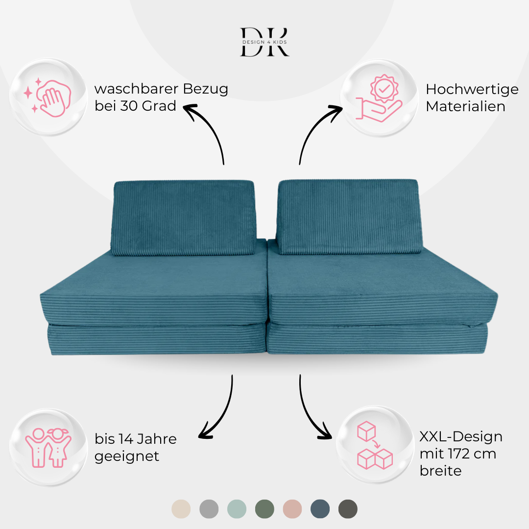 Design4Kids XXL Spielsofa Cord Grande Classic