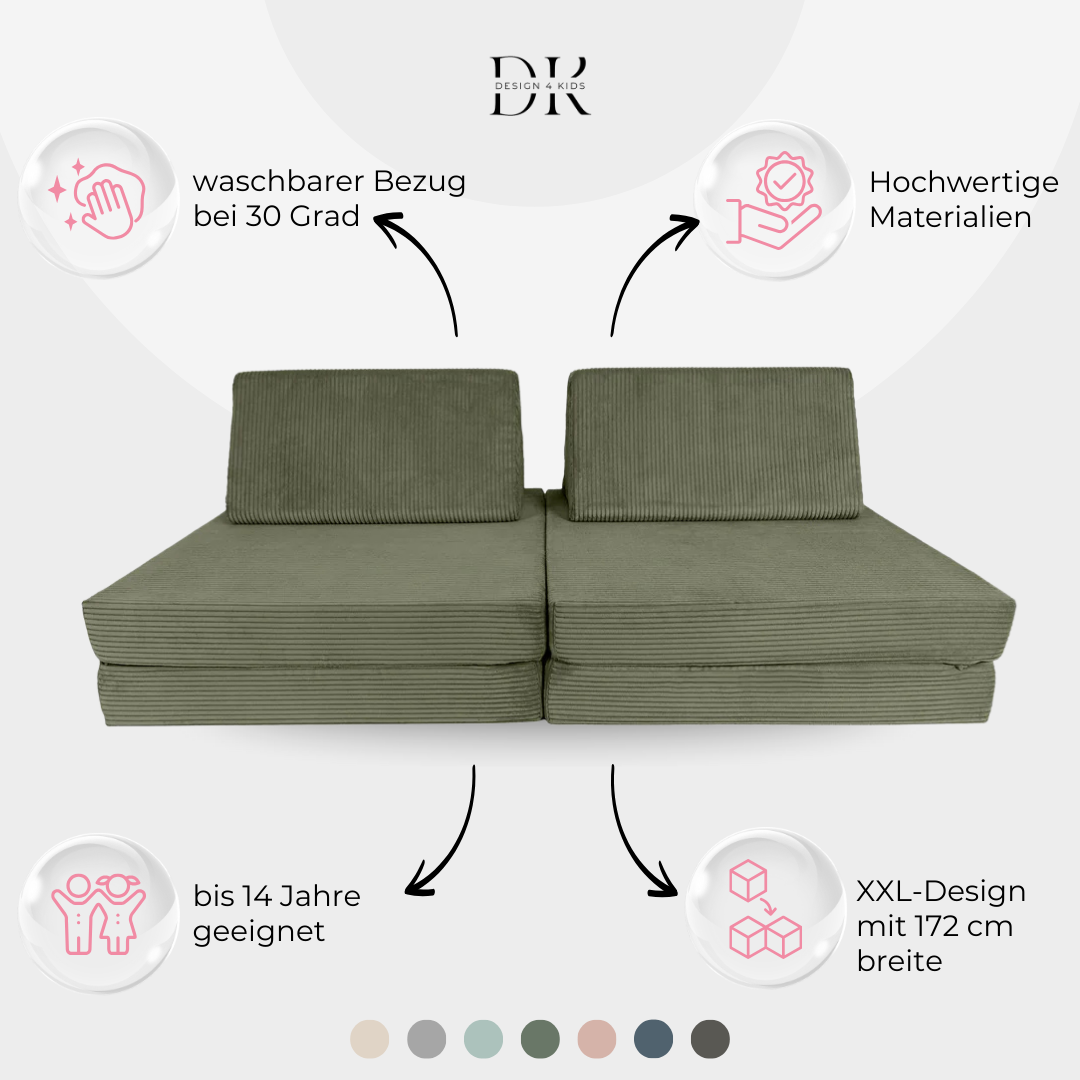 Design4Kids XXL Spielsofa Cord Grande Classic