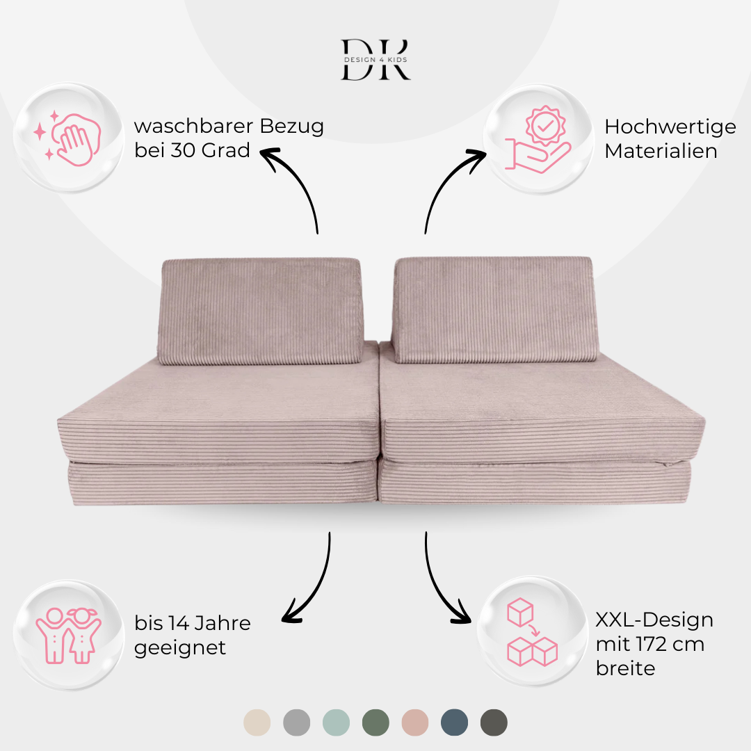 Design4Kids XXL Spielsofa Cord Grande Classic