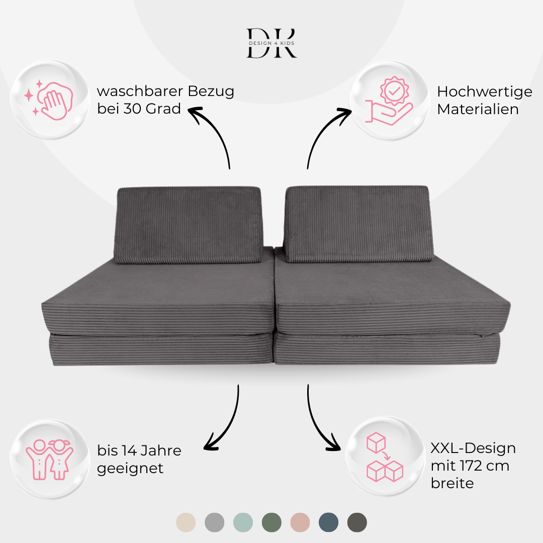 Design4Kids XXL Spielsofa Cord Grande Classic