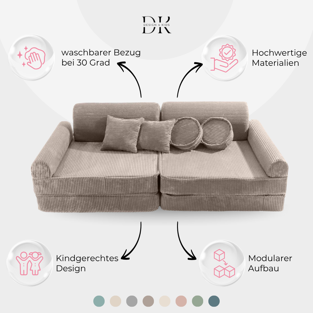 Design4Kids Spielsofa Jewel Cord