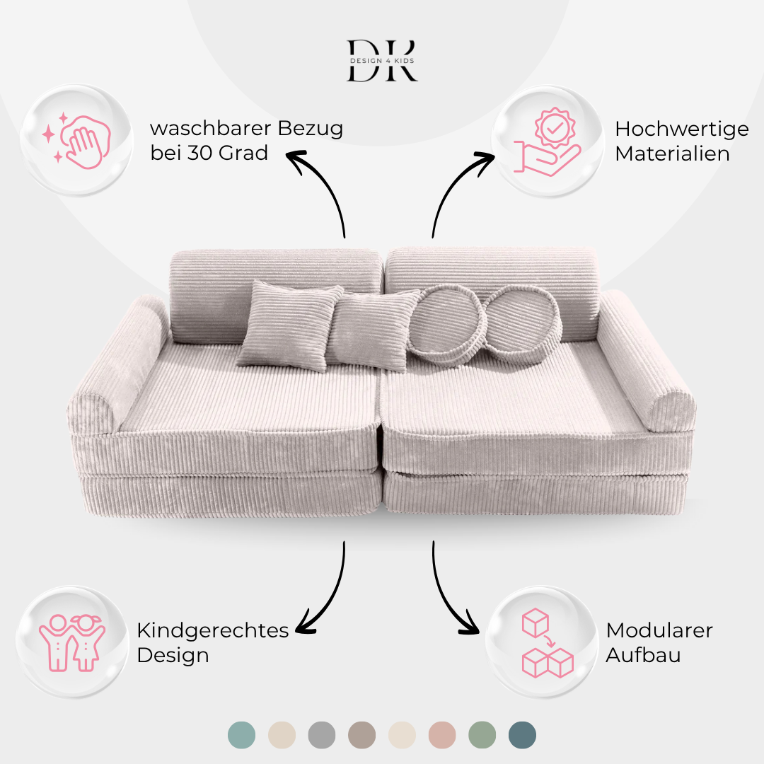 Design4Kids Spielsofa Jewel Cord