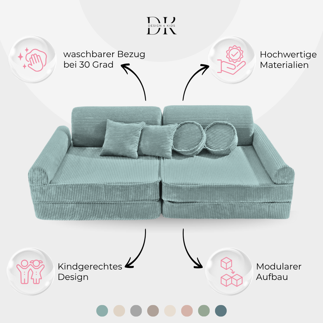 Design4Kids Spielsofa Jewel Cord