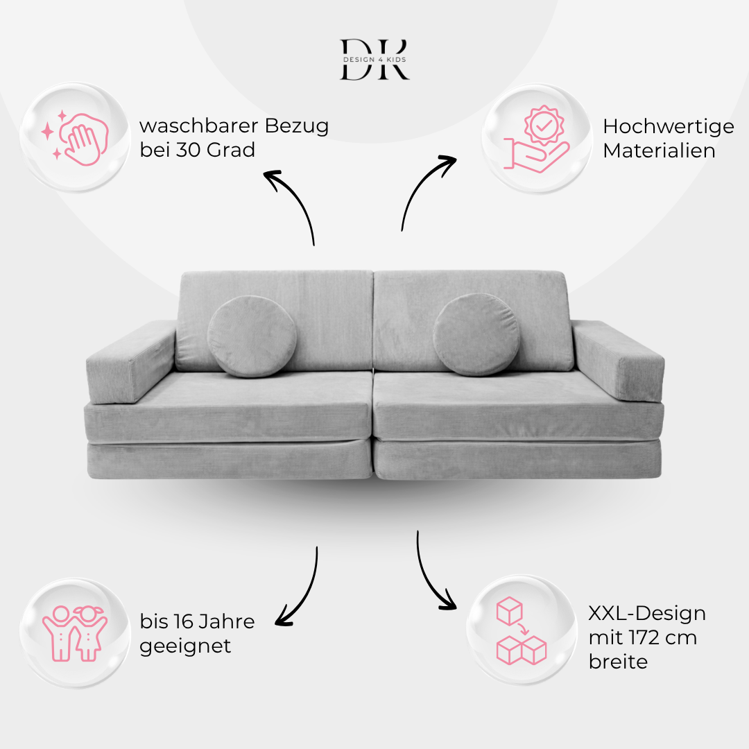 Design4Kids XXL Spielsofa Slim-Cord Grande