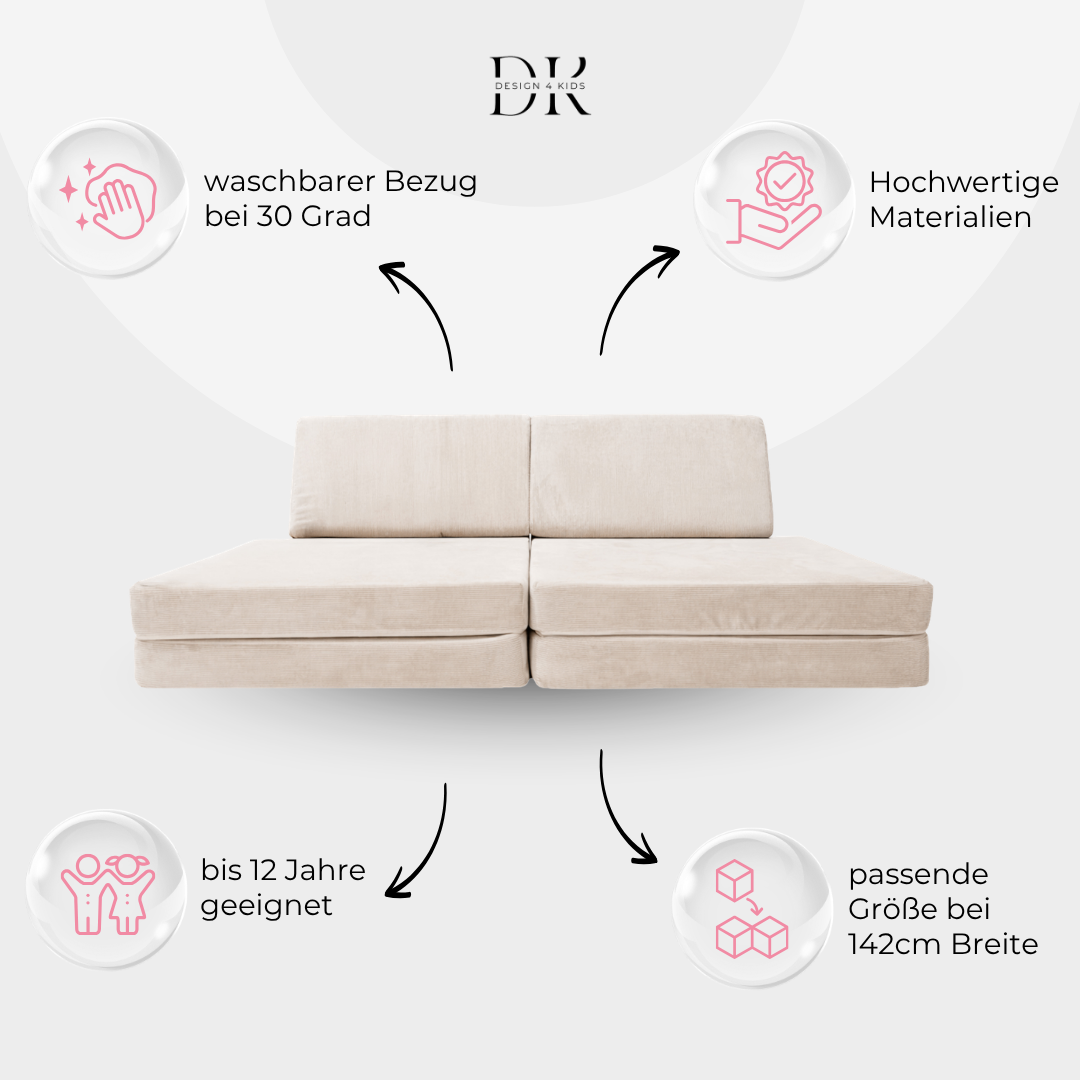 Design4Kids Spielsofa Slim-Cord Mini Grande Classic